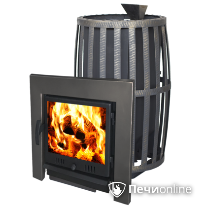 Печь для бани Березка Флагман 35 закрытая каменка кожух-сетка в Астрахани